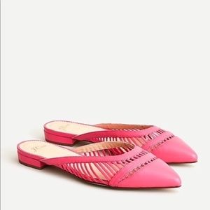 J. Crew Backless Leather Cage Hot Pink Mules.